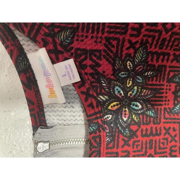 LuLaRoe Dress Women's Large Burgundy Red Floral Zip Back - Picture 3 of 10